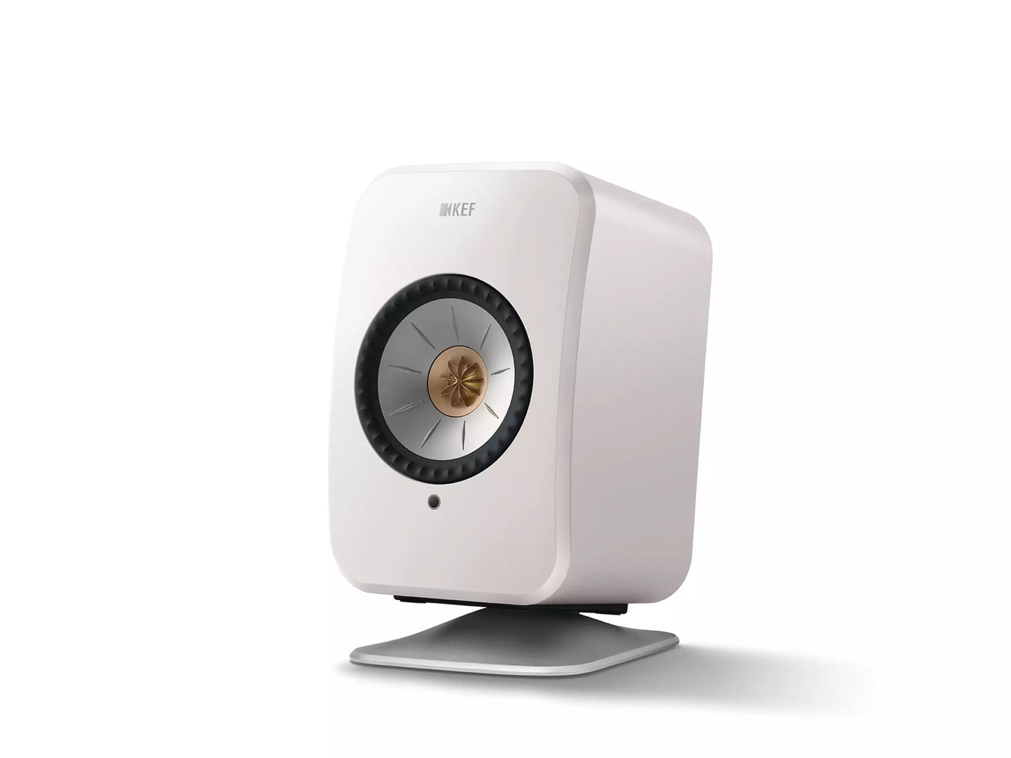 KEF P1 Desk Pad Tischständer für die optimale Aufstellung von KEF LSX Lautsprechern auf dem Schreibtisch.