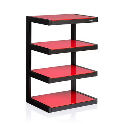 NorStone ESSE HIFI HiFi-Rack mit mehreren Ablagen für Verstärker, Plattenspieler und Audio-Komponenten.