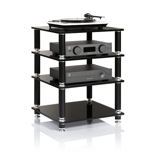NorStone STABBL 600 HiFi-Rack mit modularem Aufbau und vibrationsarmer Konstruktion für High-End-Audiosysteme.