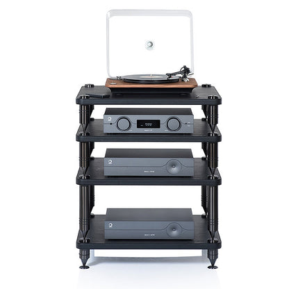 NorStone COMO 3 HiFi-Rack mit vibrationsarmer Konstruktion und mehreren Ebenen für hochwertige Audiokomponenten.