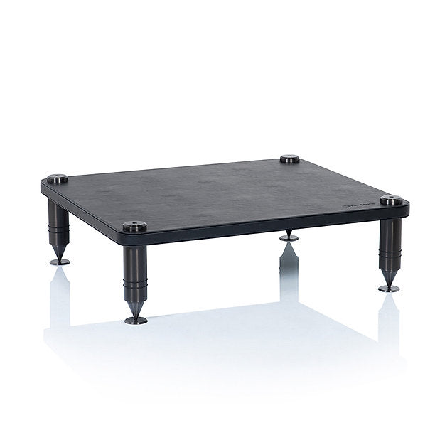 NorStone COMO 2 HiFi-Rack zur vibrationsarmen Aufstellung von Verstärkern, Streamern und weiteren Audiokomponenten.