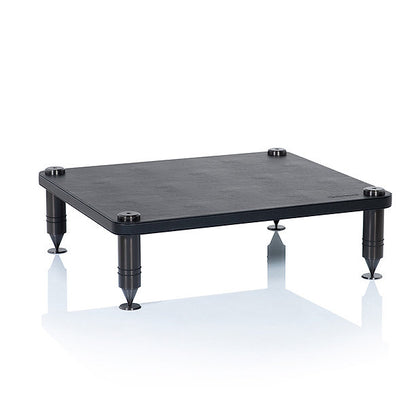 NorStone COMO 2 HiFi-Rack zur vibrationsarmen Aufstellung von Verstärkern, Streamern und weiteren Audiokomponenten.