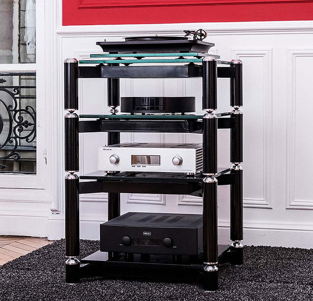 NorStone SPIDER 1 kompakte Gerätebasis zur klangoptimierten Aufstellung von HiFi-Komponenten und Elektronik.