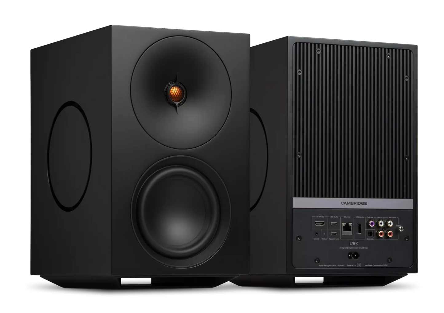 Cambridge Audio L/R X Premium-Regallautsprecher für audiophile Stereo- und Heimkinoanwendungen.