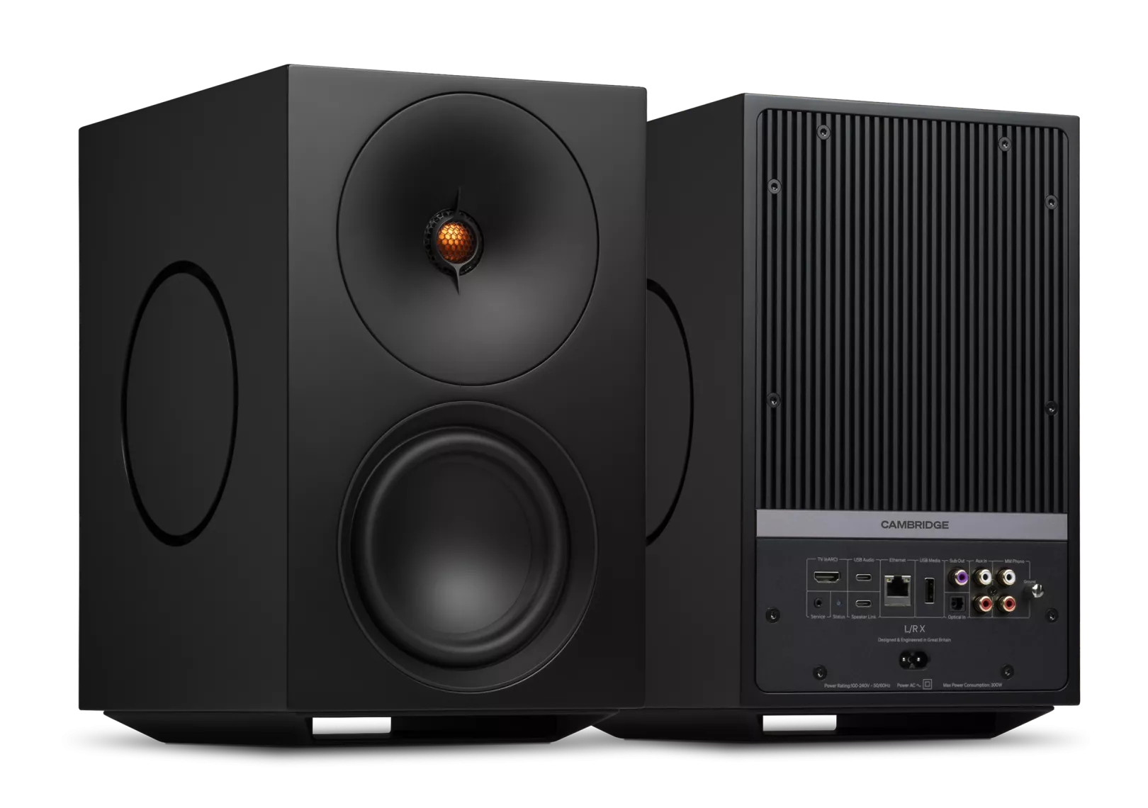 Cambridge Audio L/R X Premium-Regallautsprecher für audiophile Stereo- und Heimkinoanwendungen.