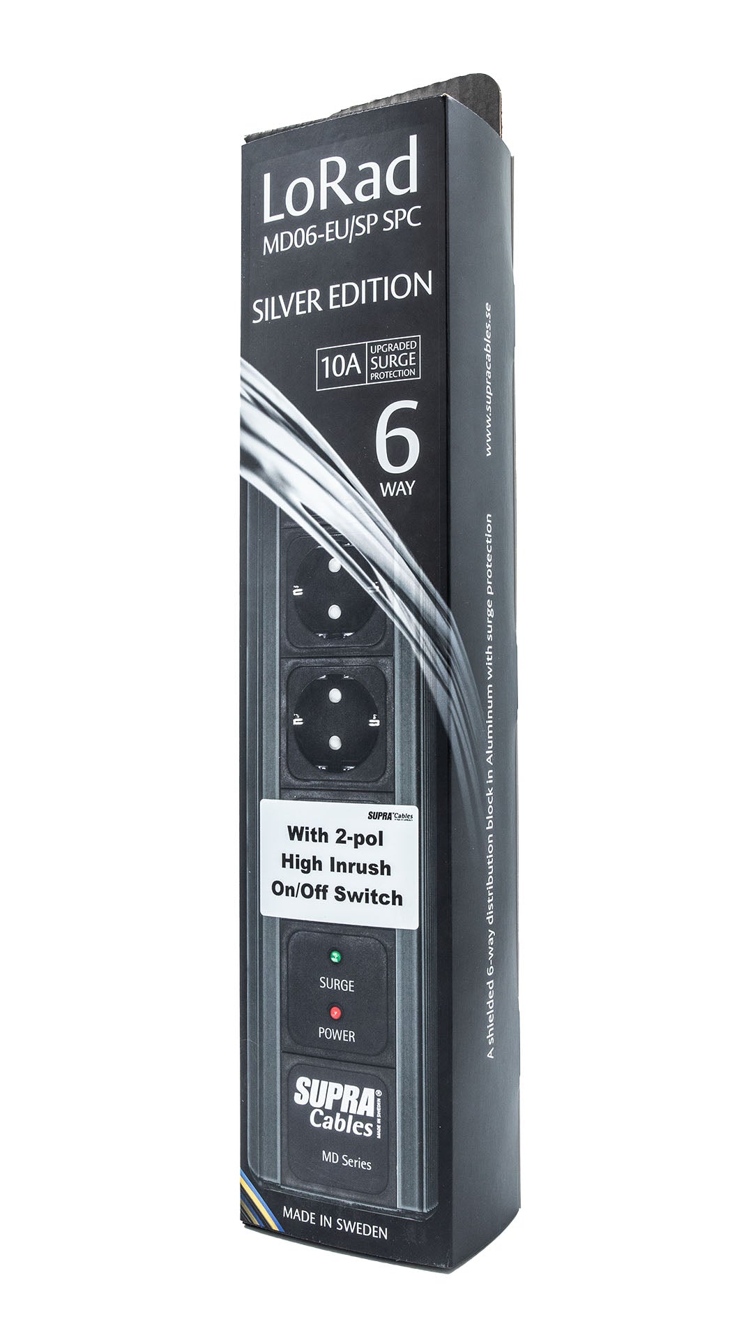 SUPRA Cables MAINS BLOCK MD06-EU/SP SPC BLACK SWITCH