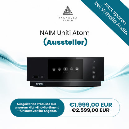 NAIM Uniti Atom Aussteller kompakter All-in-One-Streaming-Verstärker für modernes Musikstreaming und exzellenten Klang.