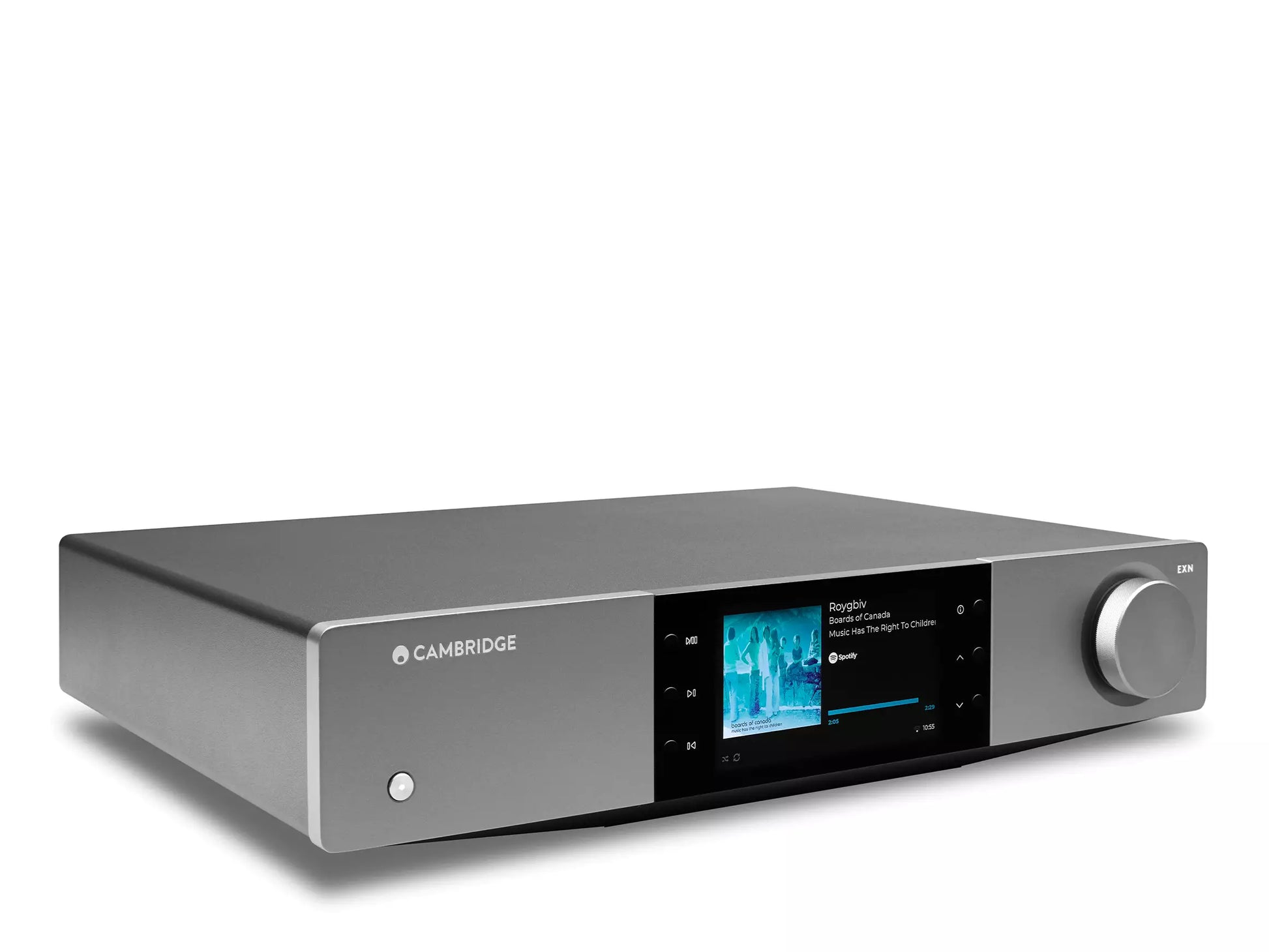 Cambridge Audio EXN100 Netzwerk-Streamer mit Hi-Res-Audio, integriertem DAC und modernem Farbdisplay.