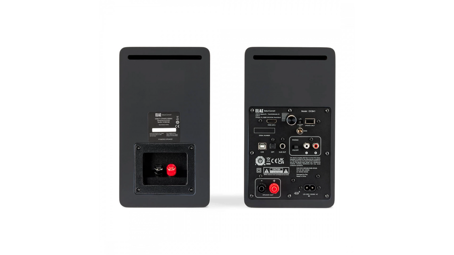 ELAC Debut ConneX DCB41 aktive Regallautsprecher mit Bluetooth und vielseitigen Anschlussmöglichkeiten für modernes Musikstreaming.