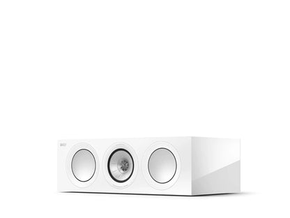 KEF R2 Meta Center-Lautsprecher mit MAT-Technologie für klare Sprachwiedergabe und ausgewogenen Heimkino-Klang.