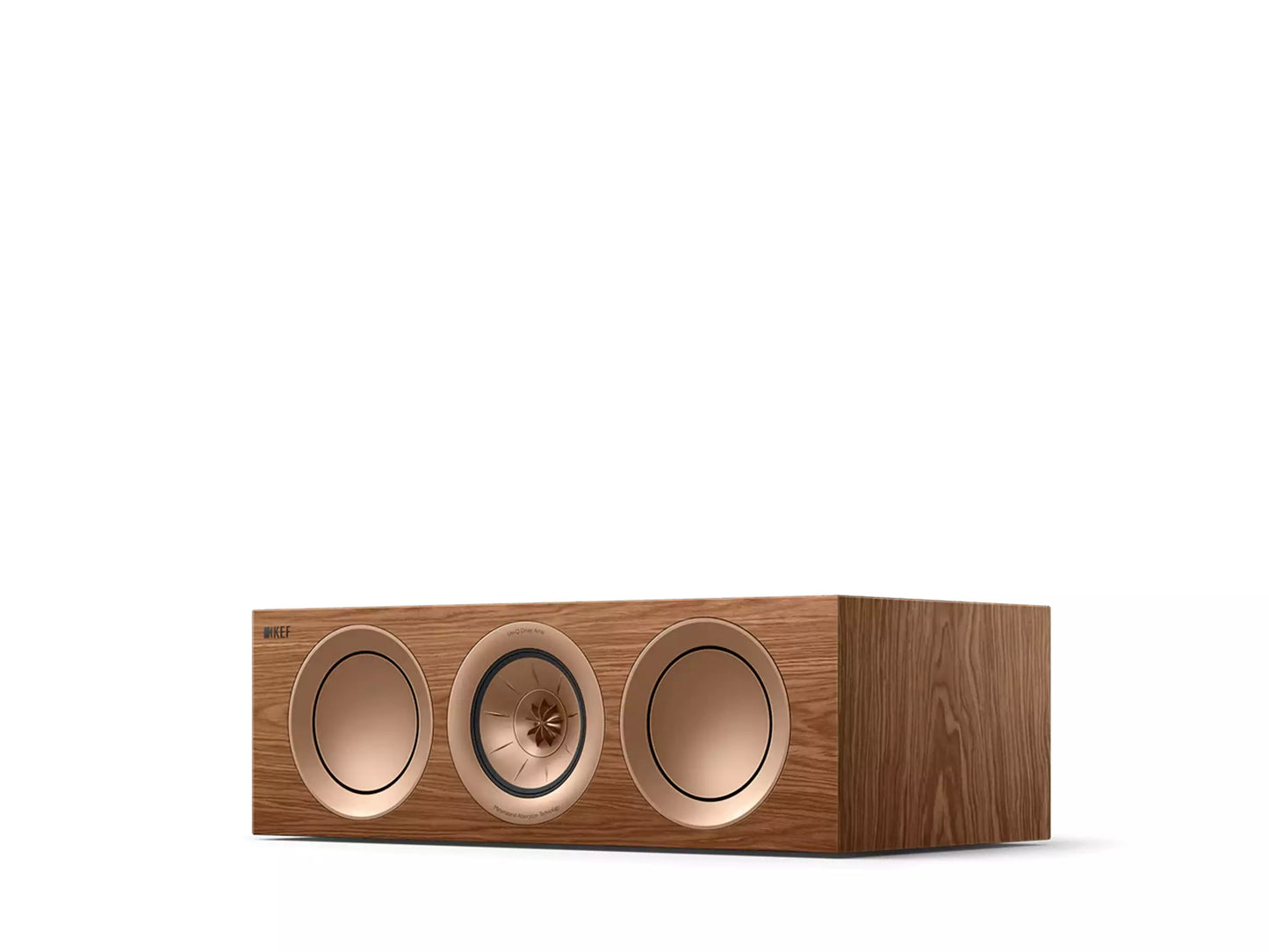 KEF R2 Meta Center-Lautsprecher mit MAT-Technologie für klare Sprachwiedergabe und ausgewogenen Heimkino-Klang.