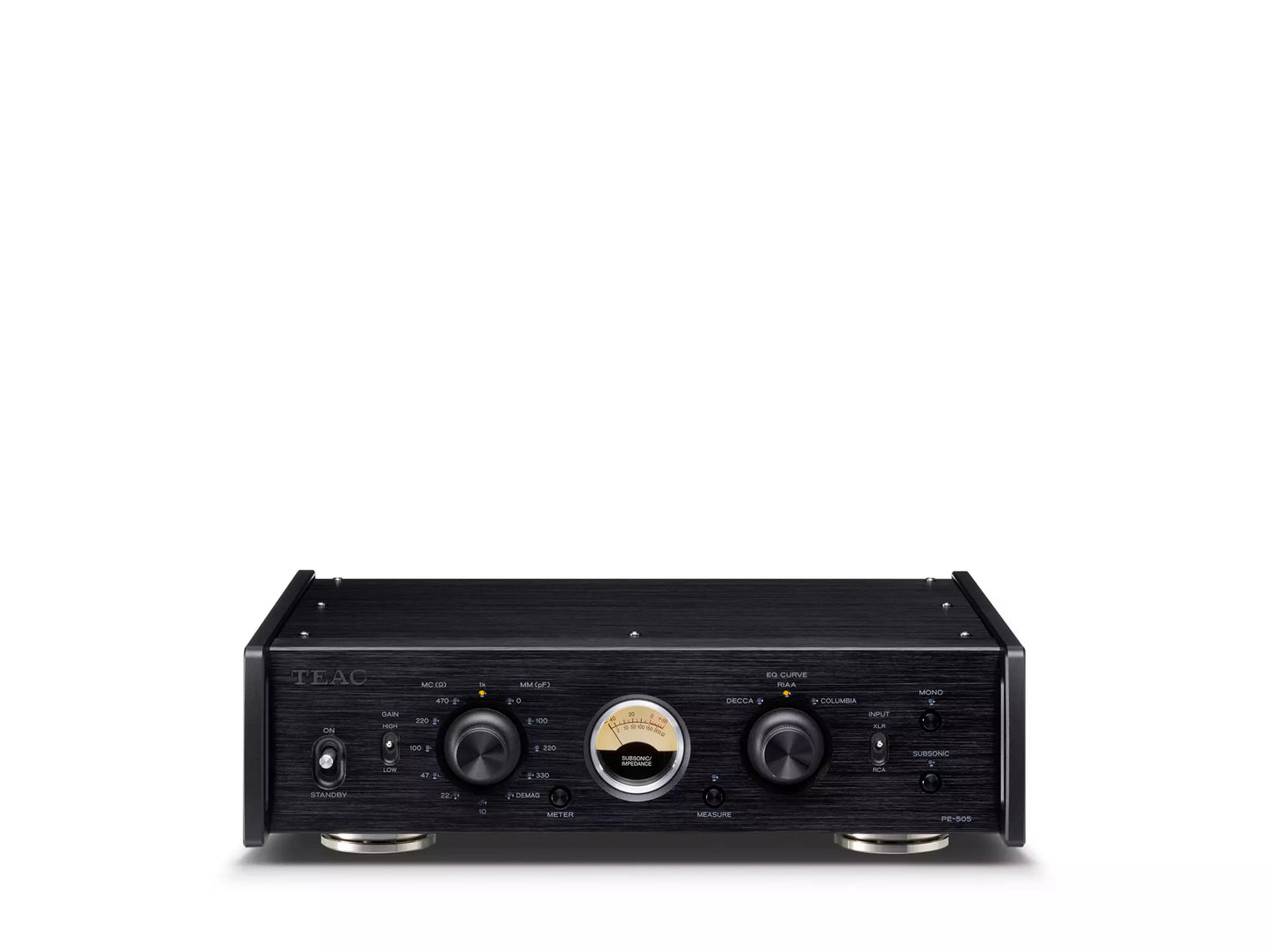 TEAC PE-505 Phono-Vorverstärker für MM- und MC-Tonabnehmer mit audiophiler Vinylwiedergabe.