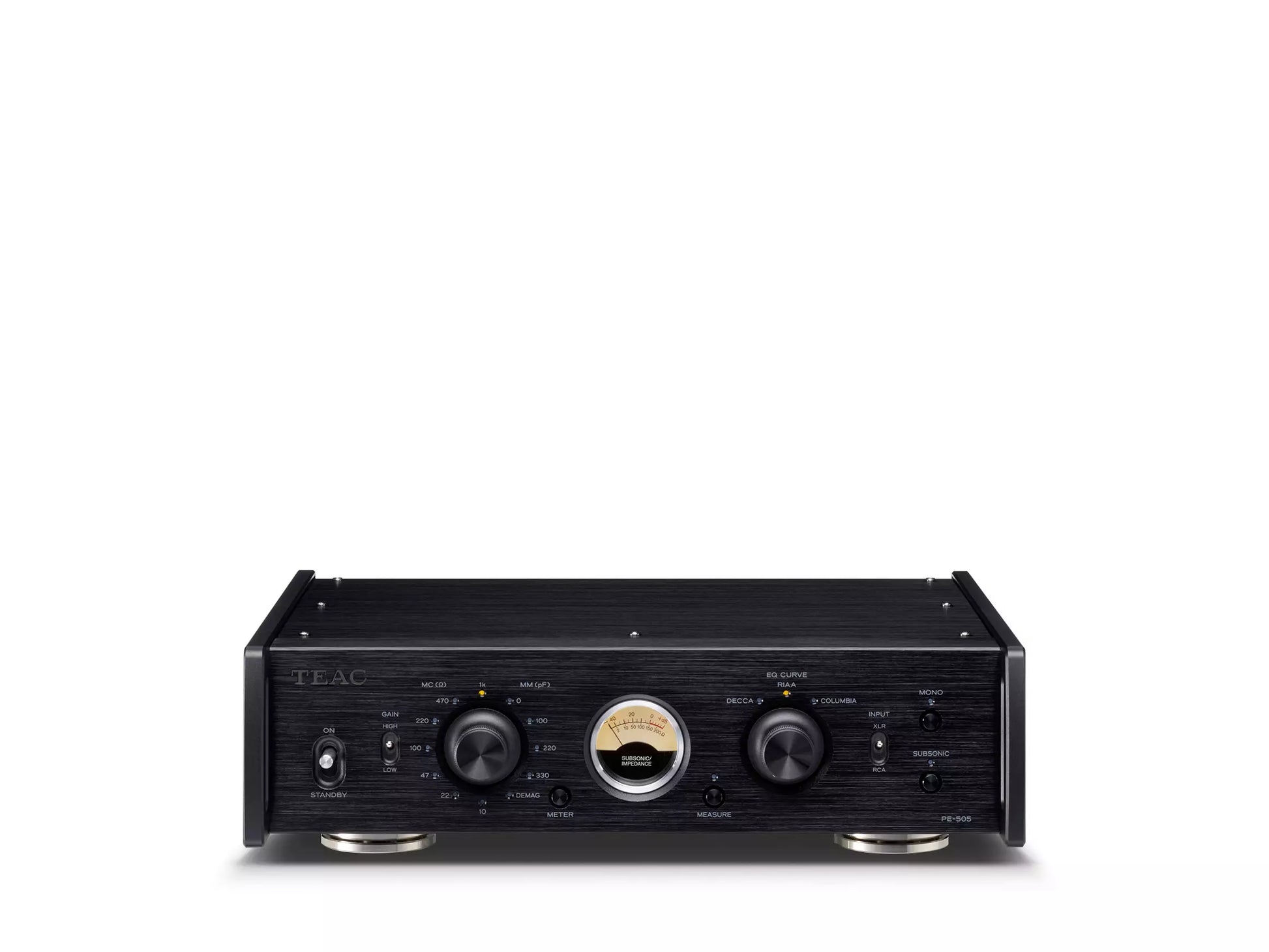 TEAC PE-505 Phono-Vorverstärker für MM- und MC-Tonabnehmer mit audiophiler Vinylwiedergabe.