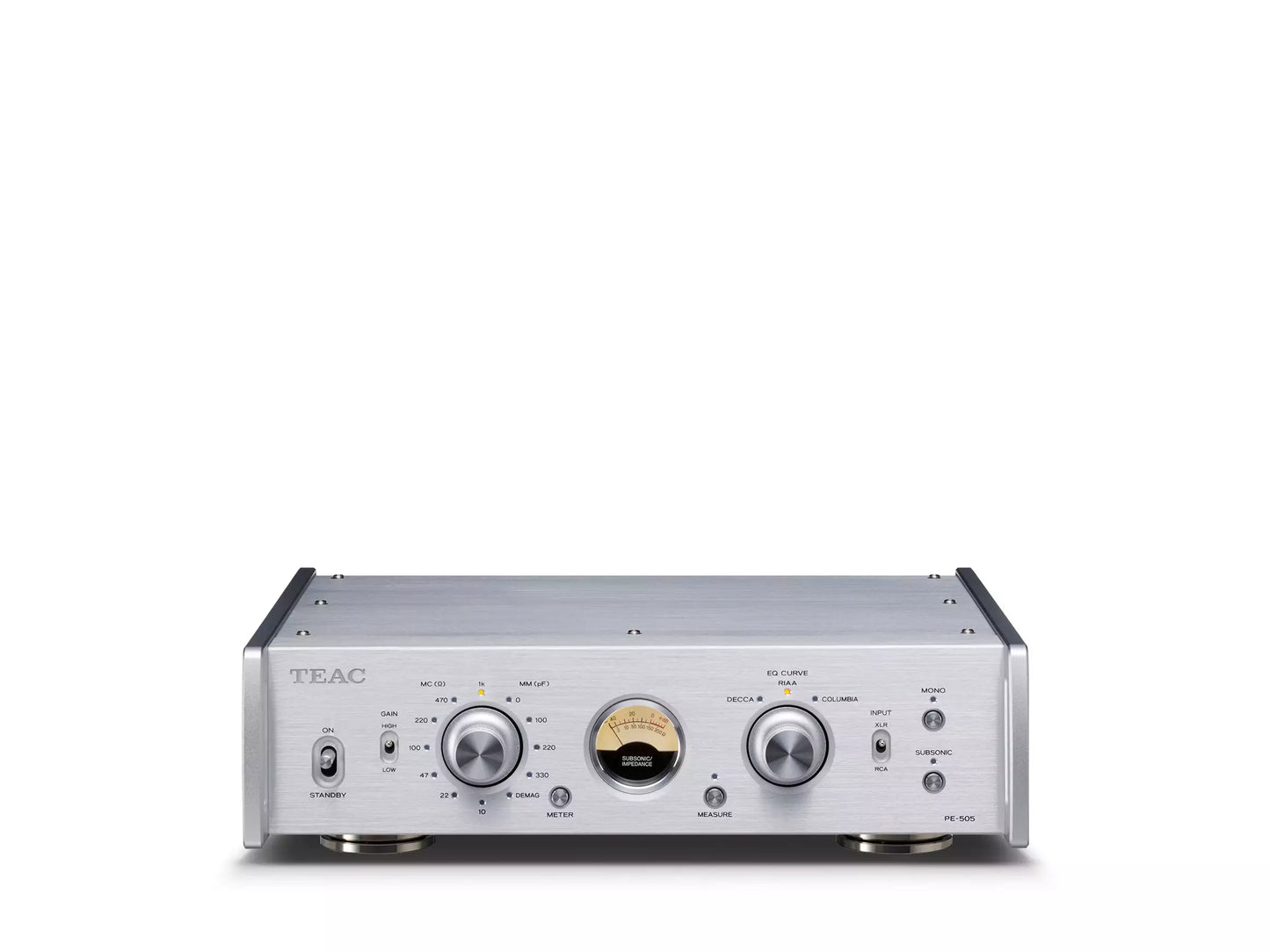 TEAC PE-505 Phono-Vorverstärker für MM- und MC-Tonabnehmer mit audiophiler Vinylwiedergabe.